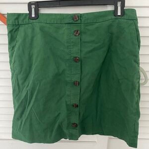 Linen-blend button-front above knee skirt